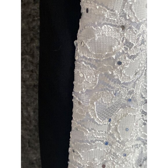 Brittany Black Top Black White Sequin Sleeveless Drape Open Asymmetric Vest XL - Picture 4 of 8